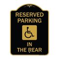 Signmission Reserved Parking in Rear W/ Graphic, Black & Gold Aluminum Sign, 18" x 24", BG-1824-23067 A-DES-BG-1824-23067